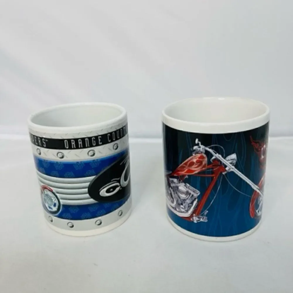 Set Of 2 2004 2005 Orange County Choppers Mug Cup Ceramic Coffee Biker New York